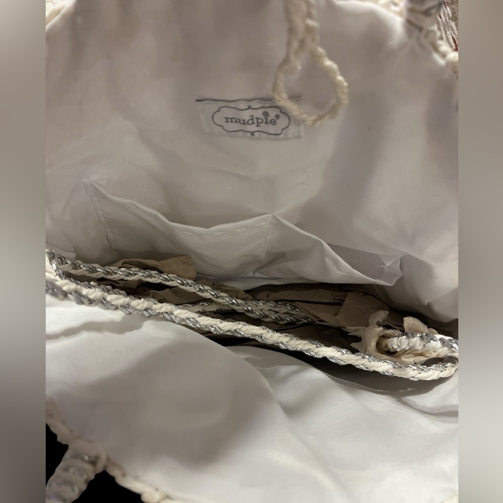 NEW Mud Pie Woven Round Metallic Straw Tote - Picture 4 of 6